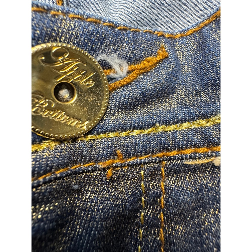 Apple Bottoms Gold Shimmer Metallic Dark Wash Straight Leg Jeans Womens 11/12 - Picture 10 of 16
